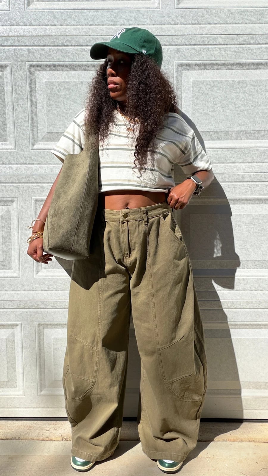 Olive Green Denim Baggy Pants Street Style Olive Green Denim Baggy Pants Street Style — Olive Green Wide Leg Pants Outfits 2027