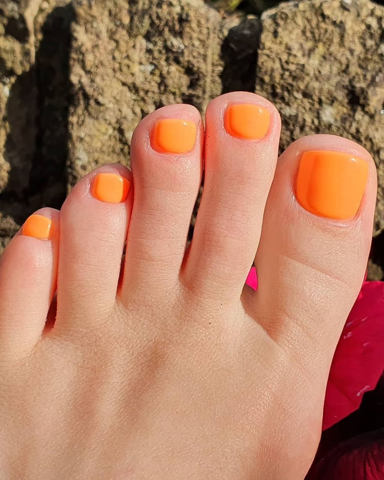 Solid Bright Orange Glossy Toe Nails Solid Bright Orange Glossy Toe Nails — Orange Toe Nails 2027
