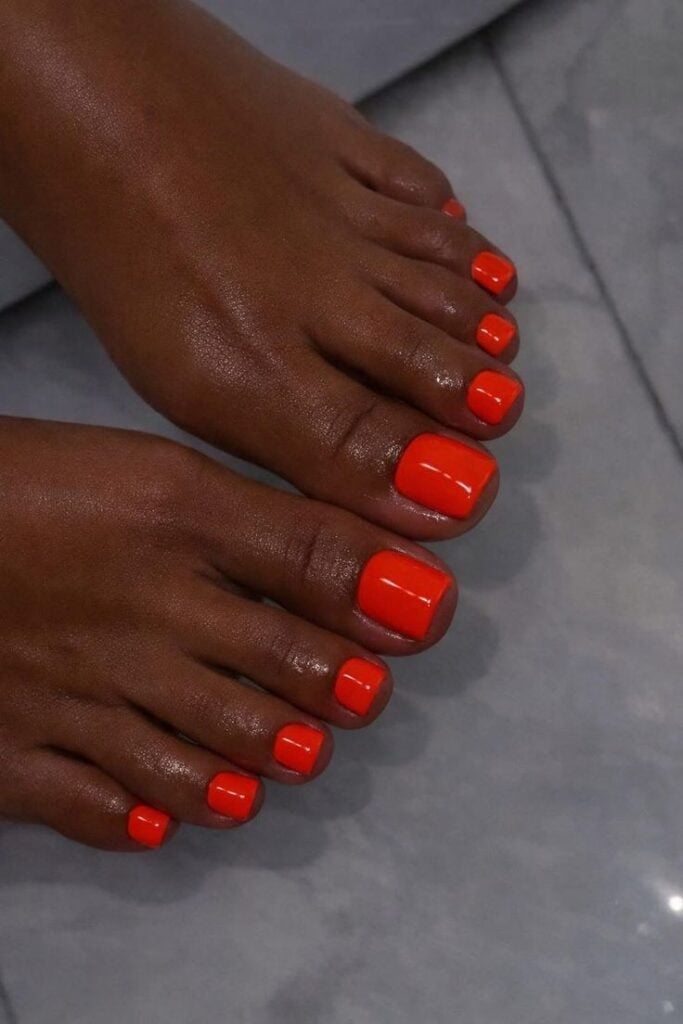 Vibrant Glossy Orange Short Square Toenails, Full Color Vibrant Glossy Orange Short Square Toenails, Full Color — Orange Toe Nails 2027