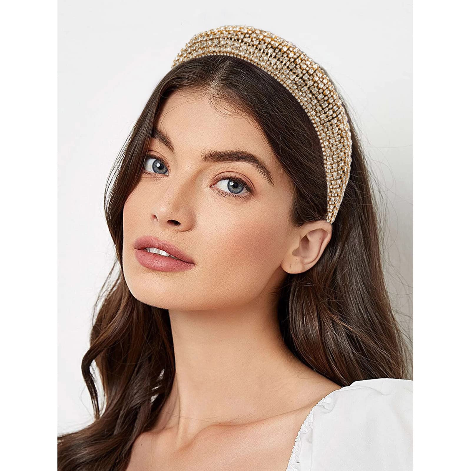 Thick Wavy Dark Brown Hair With Rhinestone Headband Thick Wavy Dark Brown Hair With Rhinestone Headband — Padded Headband Hairstyles 2027