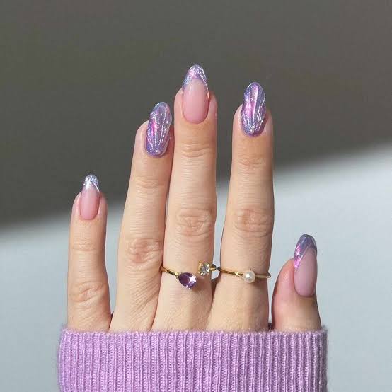 Pastel Purple Chrome French Tip Long Almond Nails Pastel Purple Chrome French Tip Long Almond Nails — Pastel Chrome Nails 2027