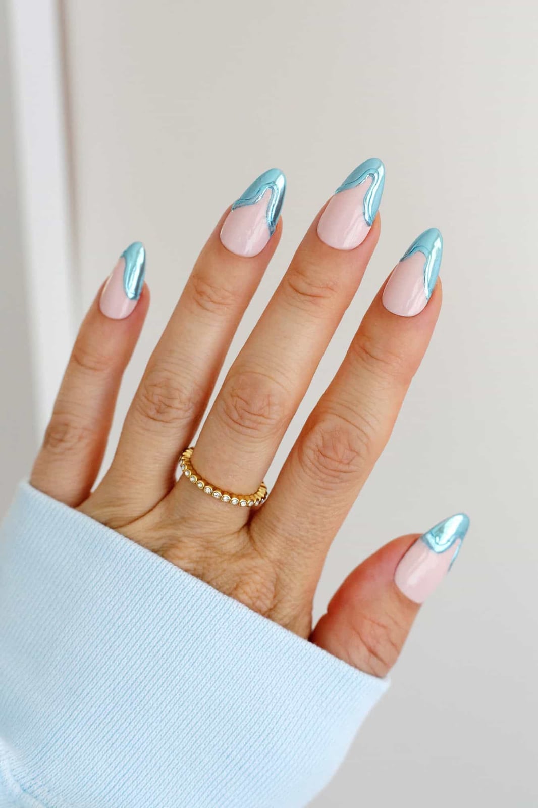 Pale Pink Pearlescent Chrome Almond Nails, Everyday Version Pale Pink Pearlescent Chrome Almond Nails, Everyday Version — Pastel Chrome Nails 2027