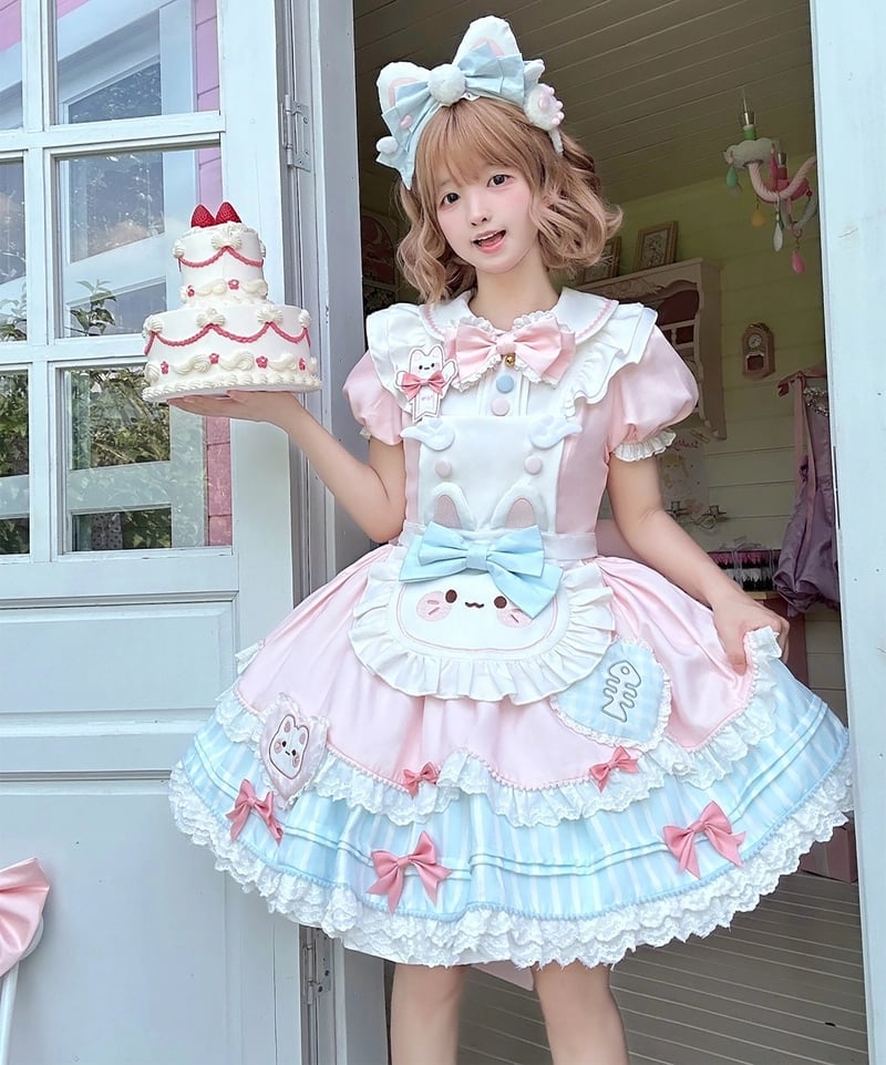 Lolita Dress Pastel Kawaii Clothes Dreamy Kawaii Pastel Pink Ruffles Lolita Dress ON723 – KawaiiMoriStore