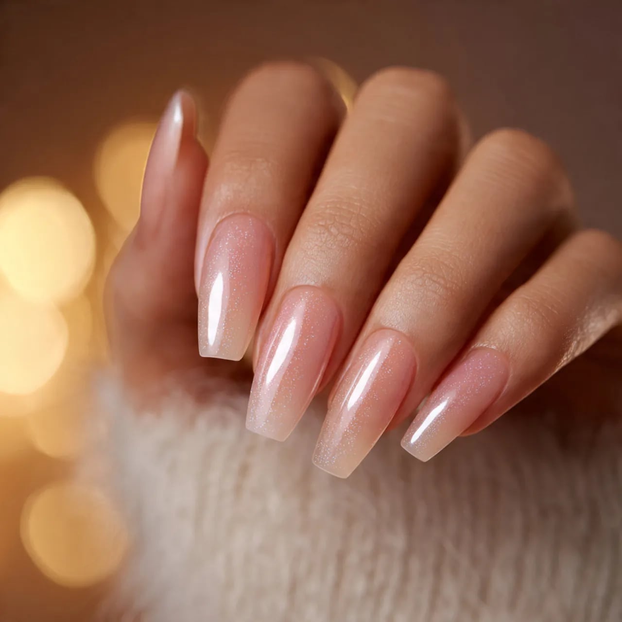 Sheer Milky Peach Shimmer Coffin Nails Sheer Milky Peach Shimmer Coffin Nails — Peach Coffin Nails 2027