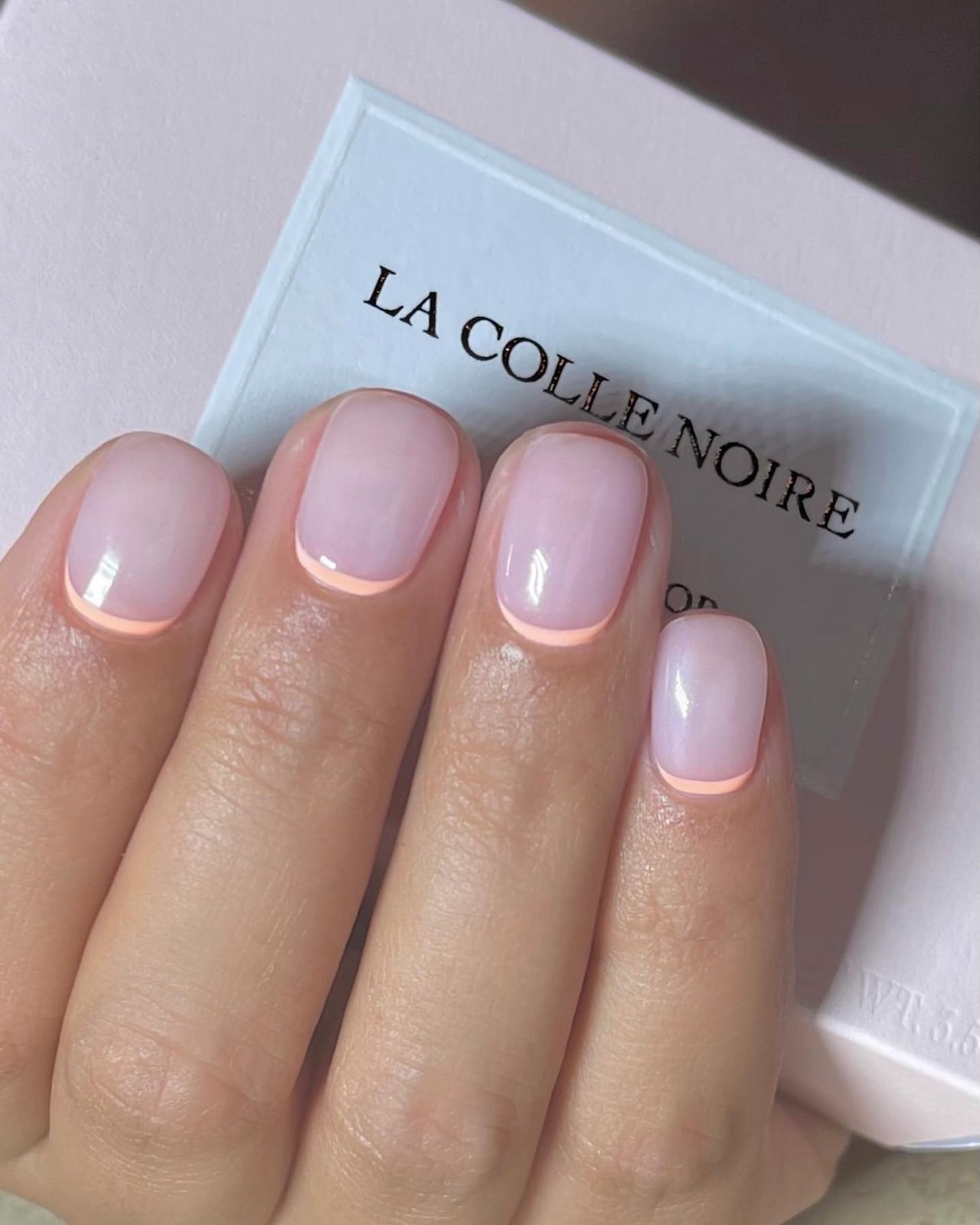 Delicate Pale Peach Micro French Squoval Nails Delicate Pale Peach Micro French Squoval Nails — Peach French Tip Nails 2027