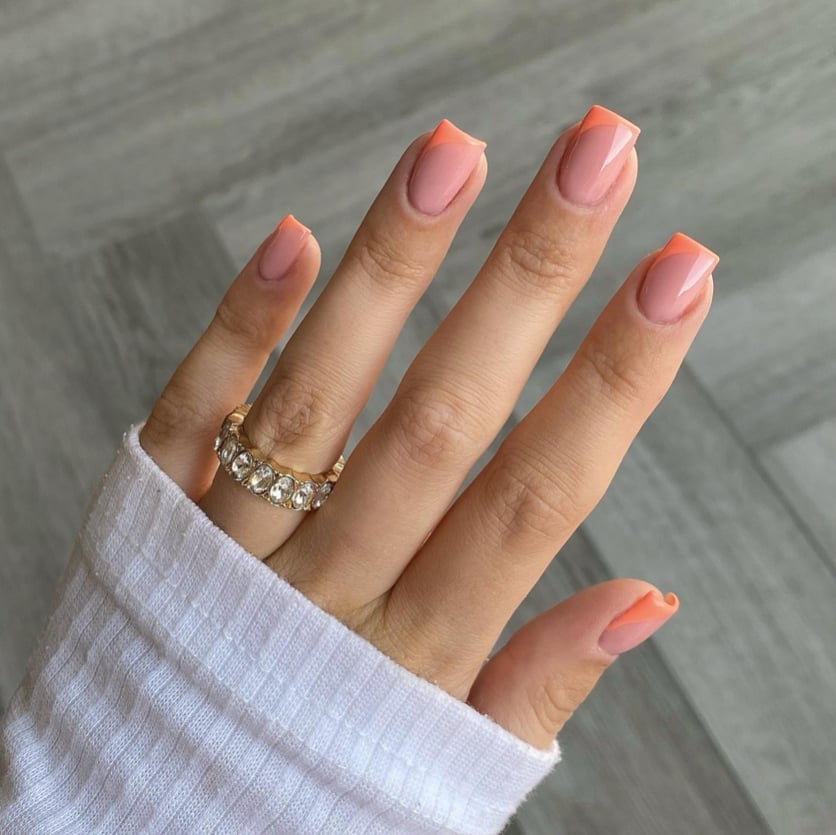 Vibrant Orange French Tip Short Square Nails Vibrant Orange French Tip Short Square Nails — Peach French Tip Nails 2027