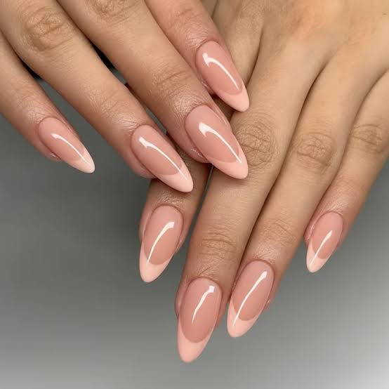 Soft Peach French Tip Long Almond Nails Soft Peach French Tip Long Almond Nails — Peach French Tip Nails 2027