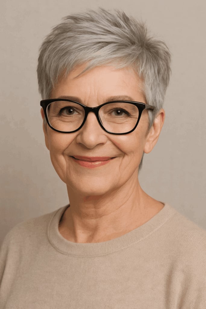Uniform Gray Pixie With Neat Blowout Uniform Gray Pixie With Neat Blowout — Pixie Cut 2027 for Women Over 50
