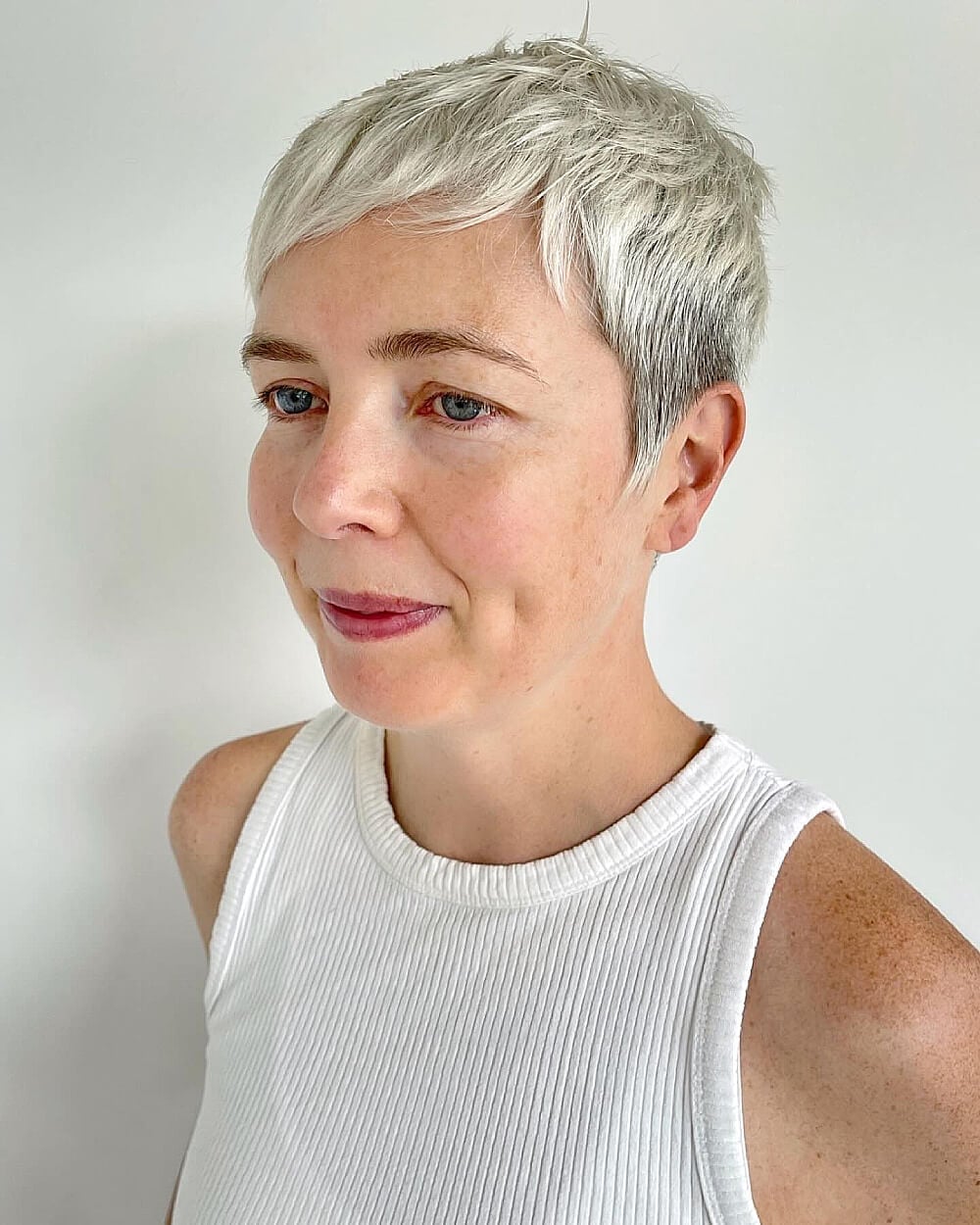 Salt And Pepper Pixie With Textured Tousled Fringe Salt And Pepper Pixie With Textured Tousled Fringe — Pixie Cut 2027 for Women Over 50