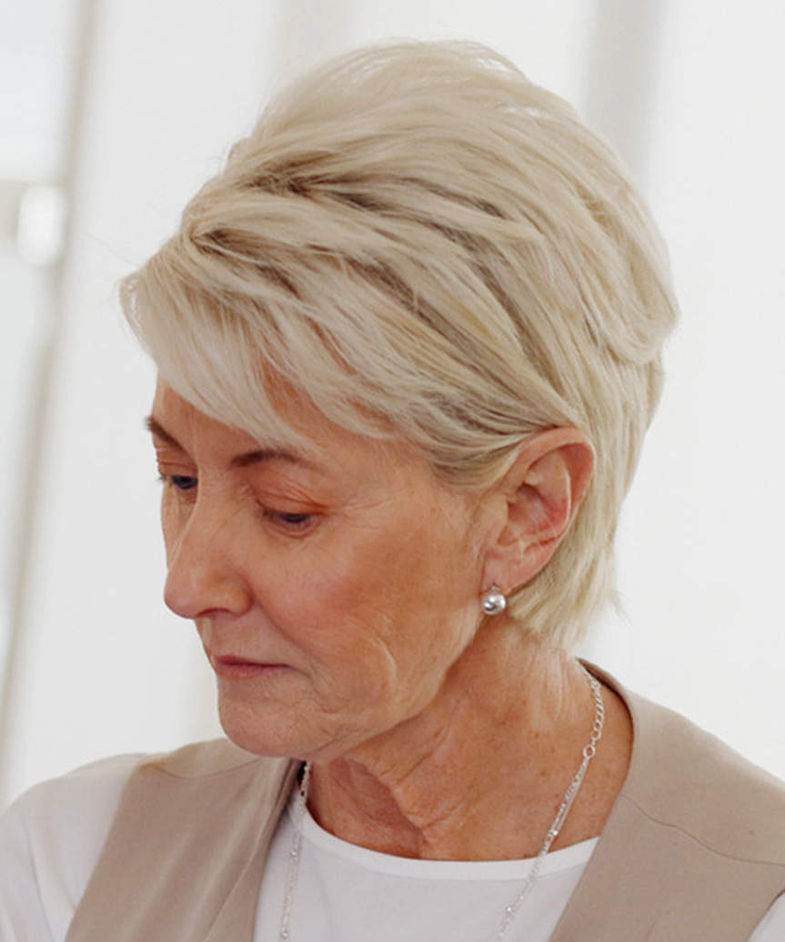 Ash Blonde Pixie With Textured Blowout, Ear Ash Blonde Pixie With Textured Blowout, Ear — Pixie Cut 2027 for Women Over 50