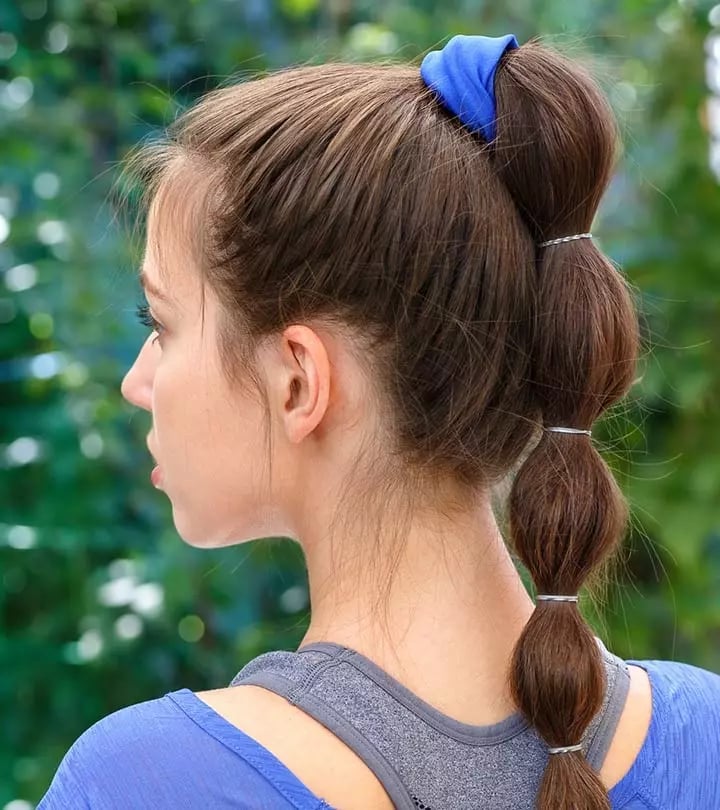Brown Bubble Ponytail With Segmented Effect Brown Bubble Ponytail With Segmented Effect — Ponytail Disney Hairstyles 2027