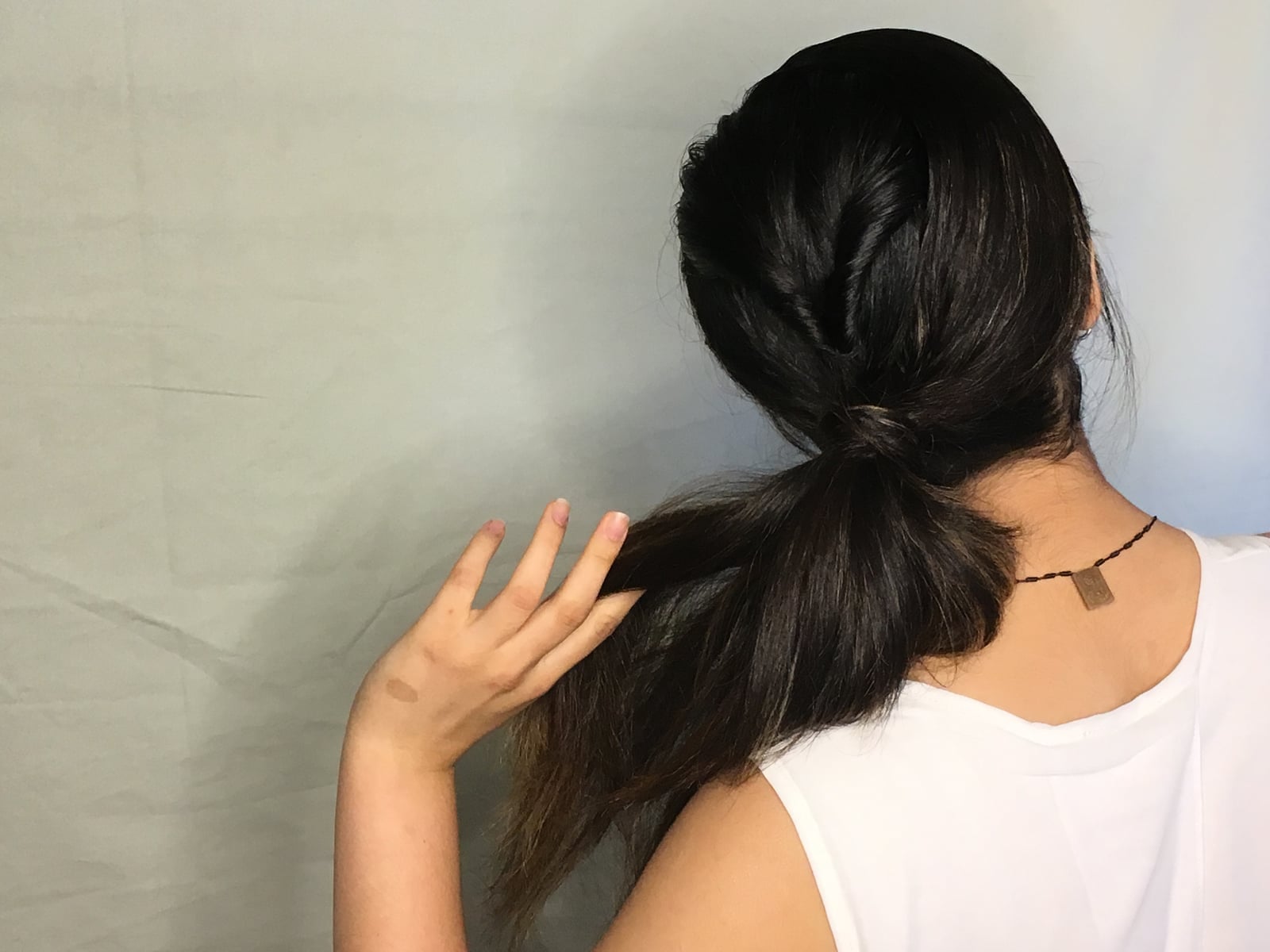 Low Dark Brown Ponytail With Braid Detail Low Dark Brown Ponytail With Braid Detail — Ponytail Disney Hairstyles 2027