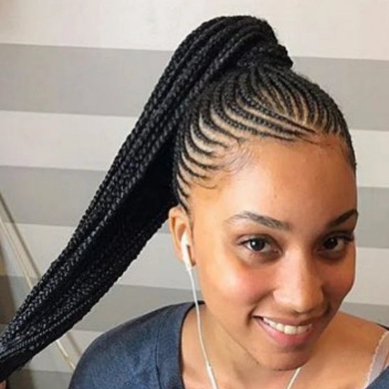 Black Ponytail With Intricate Cornrow Braids Black Ponytail With Intricate Cornrow Braids — Ponytail Disney Hairstyles 2027