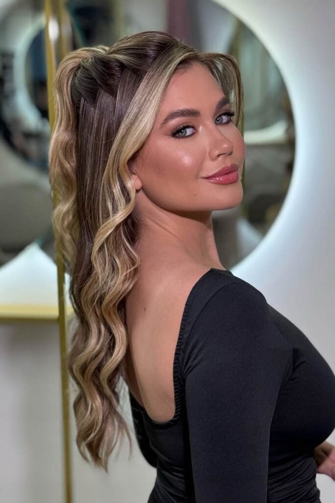 Honey Blonde Ponytail With Braided Accents Honey Blonde Ponytail With Braided Accents — Ponytail Festival Hairstyles 2027