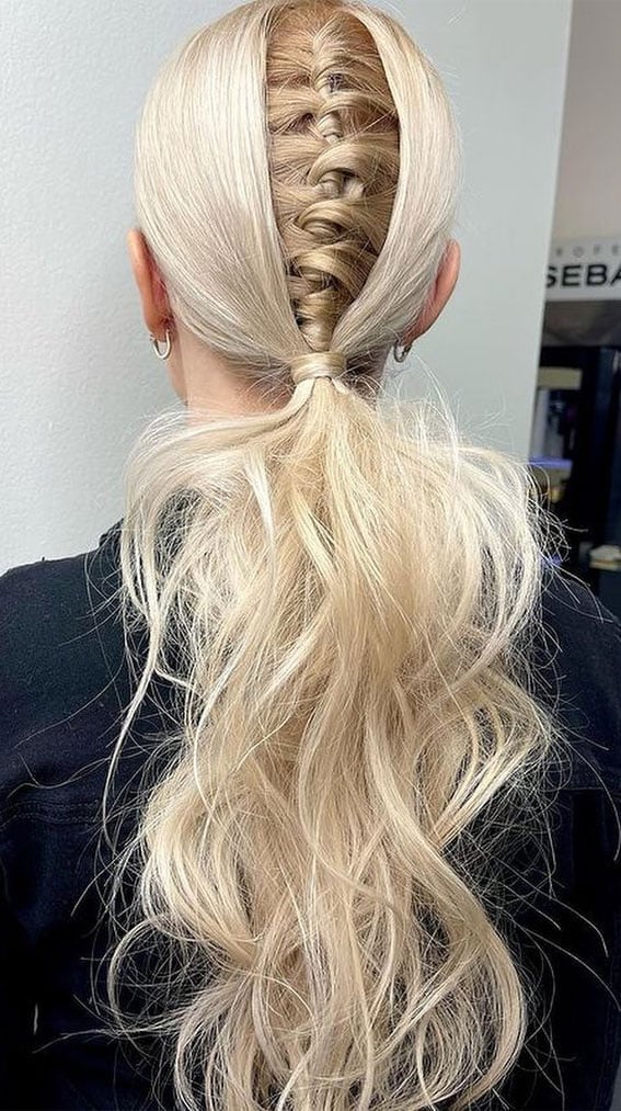 Blonde Braided Crown Messy Ponytail Blonde Braided Crown Messy Ponytail — Ponytail Festival Hairstyles 2027