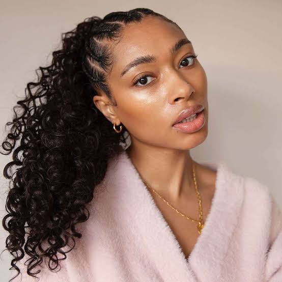 Dark Brown Ponytail With Braided Accents Dark Brown Ponytail With Braided Accents — Ponytail Hairstyles 2027 for Curly Hair