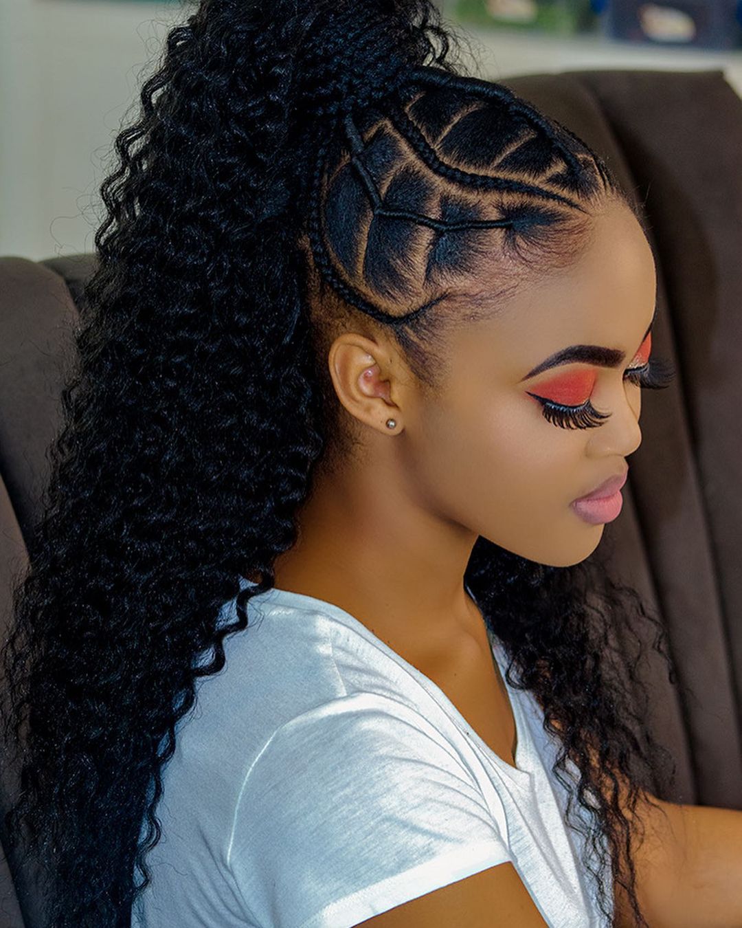 Black Curly Ponytail With Braid Details Black Curly Ponytail With Braid Details — Ponytail Hairstyles 2027 for Curly Hair