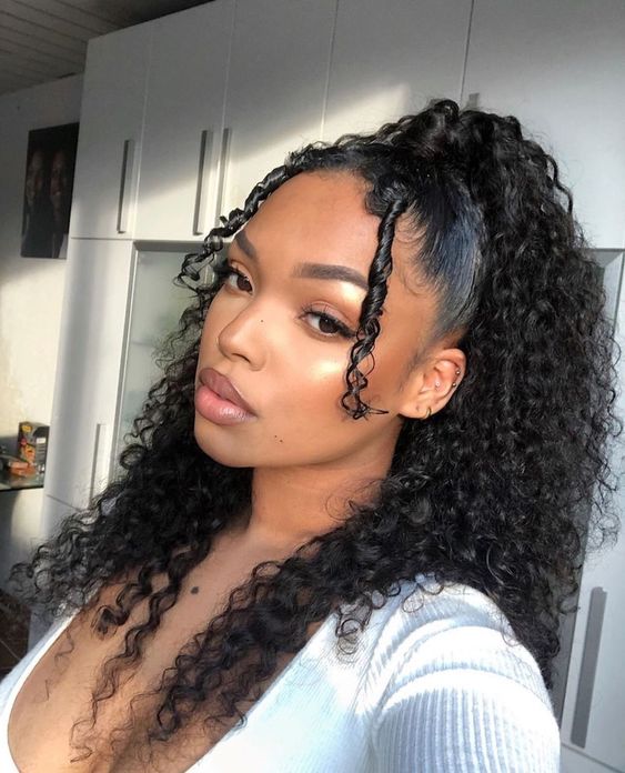 Black Curly Ponytail With Face Framing Tendrils Black Curly Ponytail With Face Framing Tendrils — Ponytail Hairstyles 2027 for Curly Hair