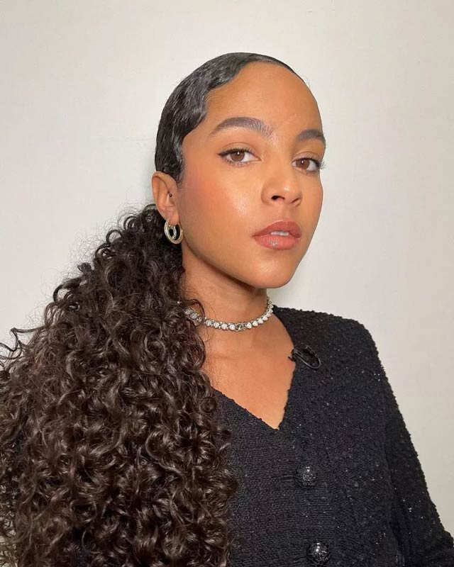 Dark Brown Defined Curl Ponytail Dark Brown Defined Curl Ponytail — Ponytail Hairstyles 2027 for Curly Hair