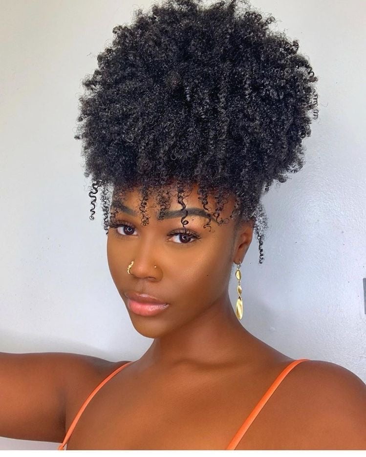 Black Curly Ponytail With Curtain Bangs Black Curly Ponytail With Curtain Bangs — Ponytail Hairstyles 2027 for Curly Hair