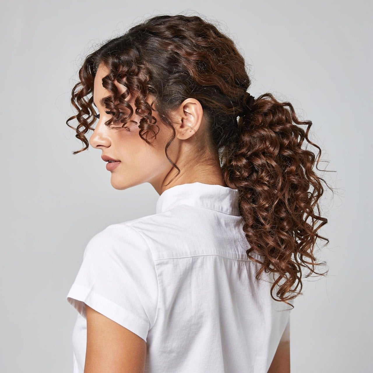 Medium Brown Shoulder Length Ringlet Ponytail Medium Brown Shoulder Length Ringlet Ponytail — Ponytail Hairstyles 2027 for Curly Hair