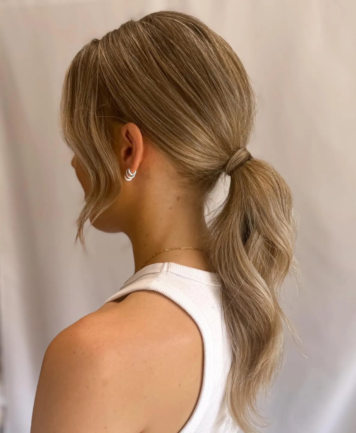 Low Ash Blonde Ponytail With Soft Waves Low Ash Blonde Ponytail With Soft Waves — Ponytail Hairstyles 2027 for Fine Hair