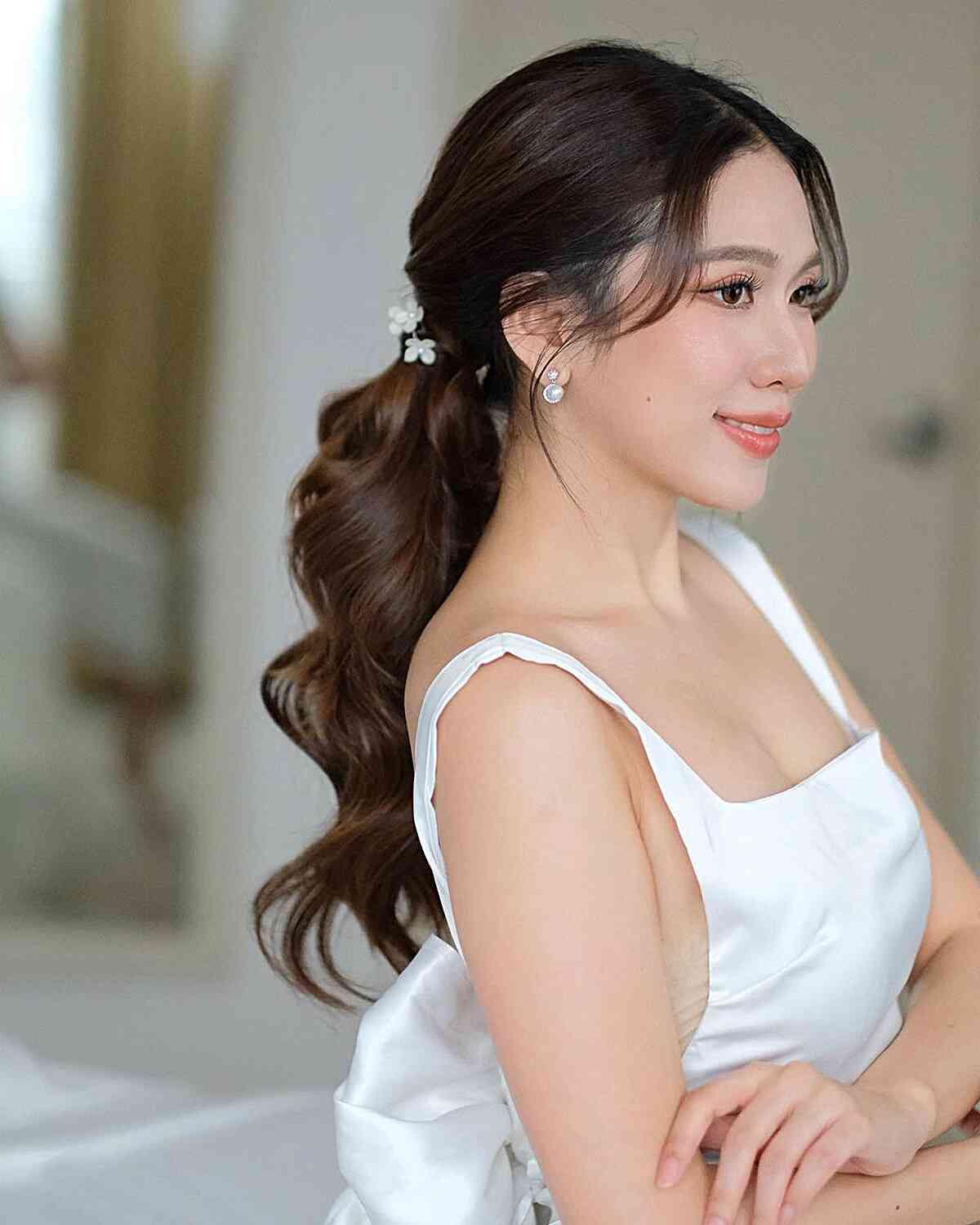 Dark Brown Thick Ponytail With Voluminous Curls Dark Brown Thick Ponytail With Voluminous Curls — Ponytail Hairstyles 2027 for Fine Hair