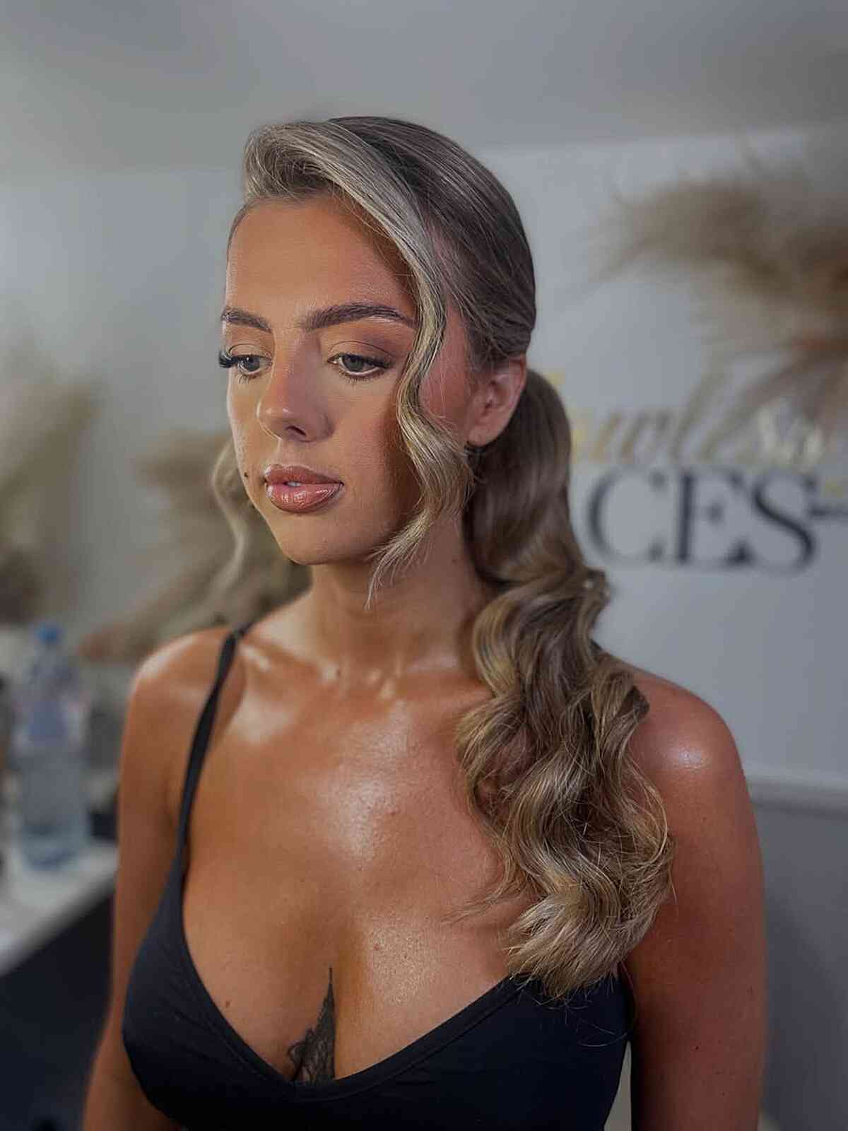 Side Ponytail With Deep Waves Side Ponytail With Deep Waves — Ponytail Hairstyles 2027 for Long Hair
