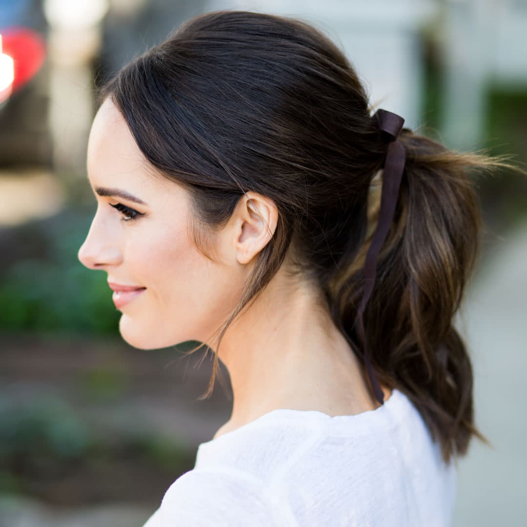 Dark Brown Ponytail With Ribbon Dark Brown Ponytail With Ribbon — Ponytail Hairstyles 2027 for Long Hair