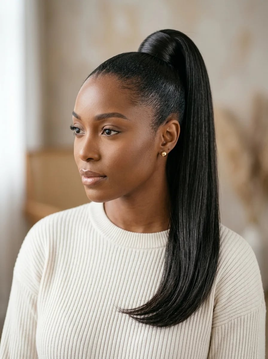 Sleek High Jet Black Ponytail Sleek High Jet Black Ponytail — Ponytail Hairstyles 2027 for Long Hair