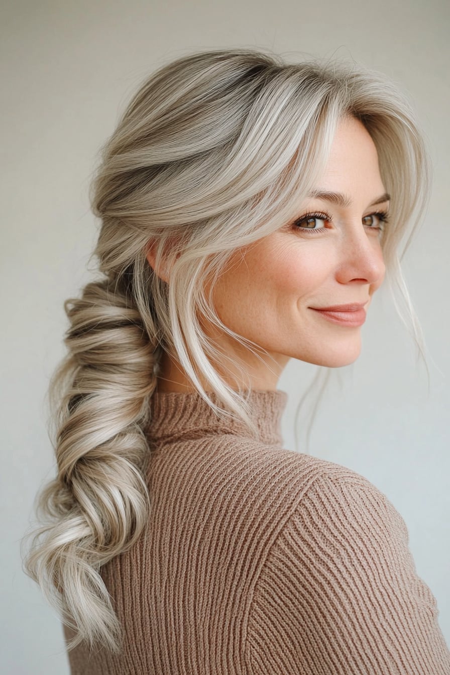 Textured Ponytail With Loose Waves Textured Ponytail With Loose Waves — Ponytail Hairstyles 2027 for Women Over 40