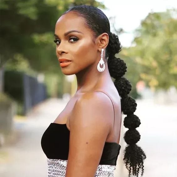 Bubble Ponytail In Black Curly Hair Bubble Ponytail In Black Curly Hair — Ponytail Hairstyles 2027 for Women Over 40