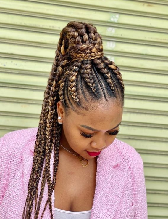 Braided Ponytail With Top Knot and Curly Extensions — Ponytail Hairstyles 2027 with Braids