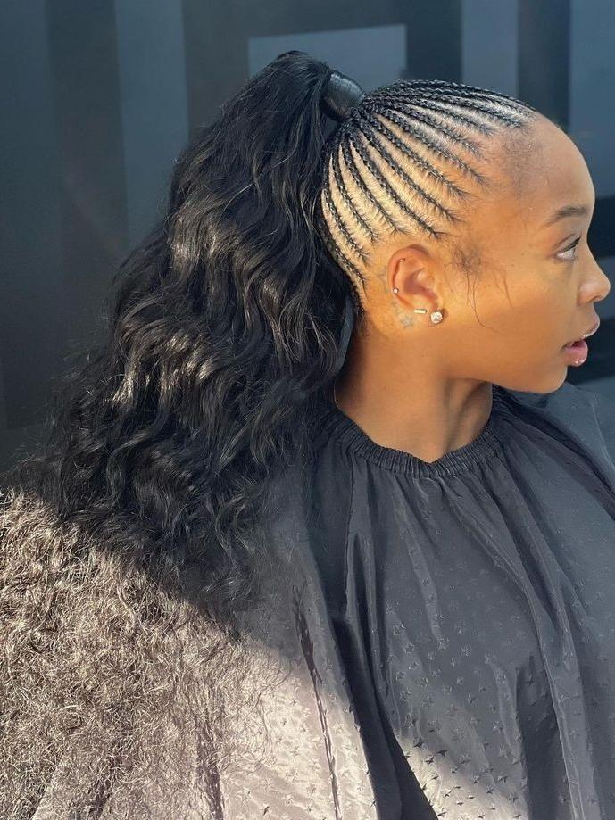 Braided Ponytail With Cornrows and Wavy Hair — Ponytail Hairstyles 2027 with Braids