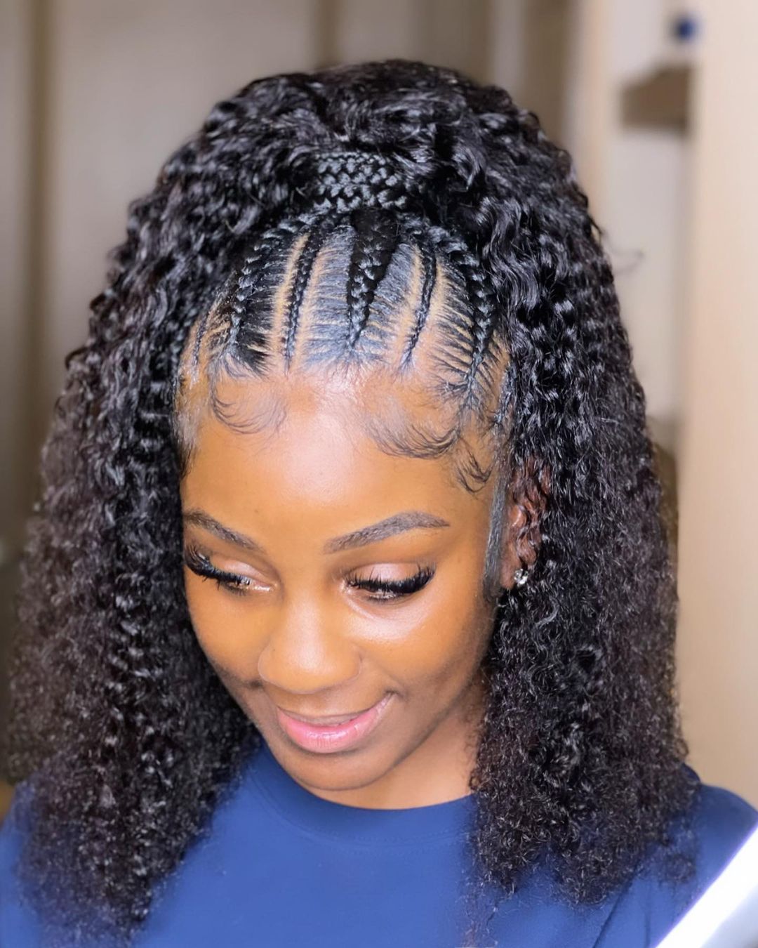 Ponytail With Cornrow Braids and Curly Extensions — Ponytail Hairstyles 2027 with Braids