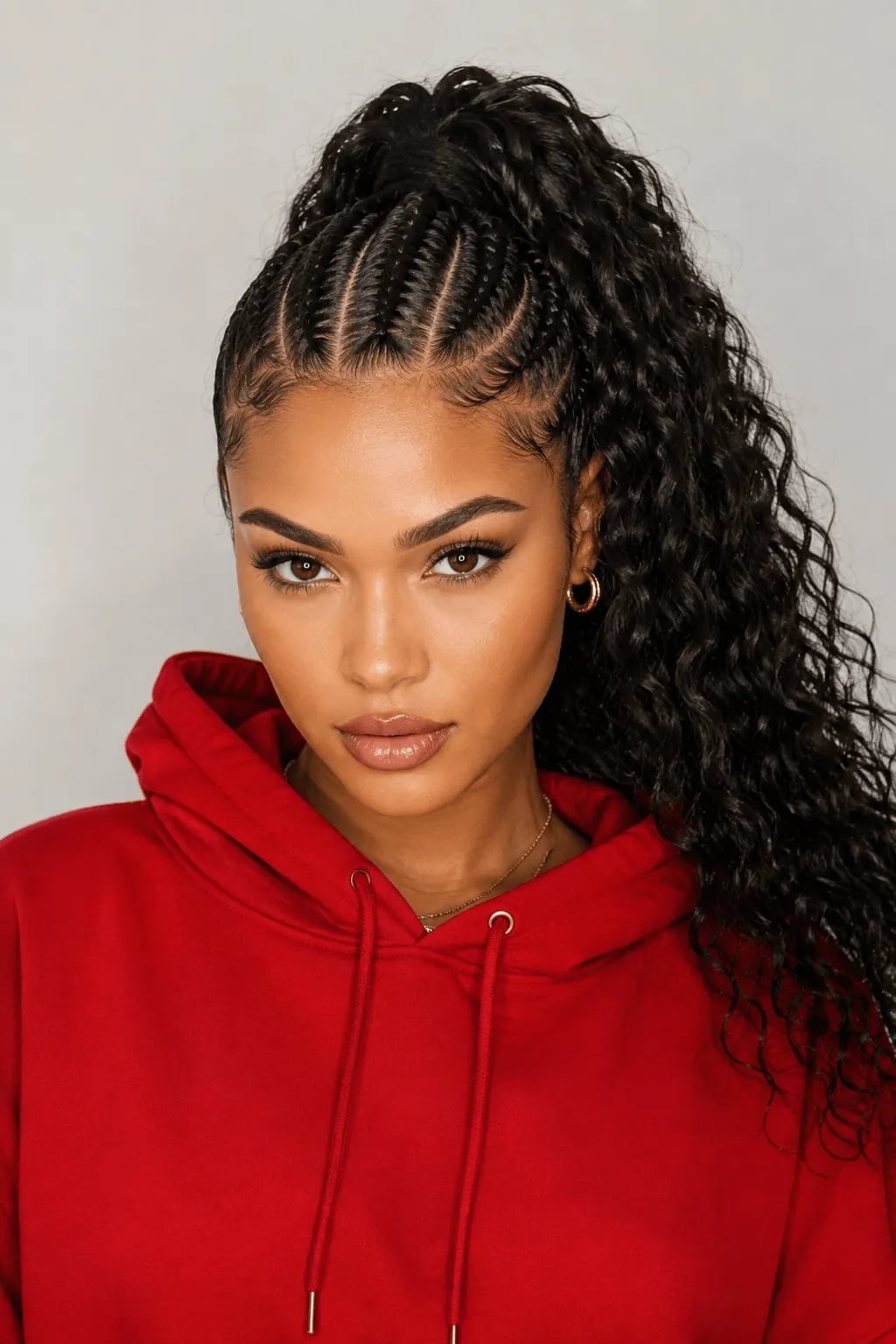 High Ponytail With Cornrows and Loose Waves — Ponytail Hairstyles 2027 with Braids