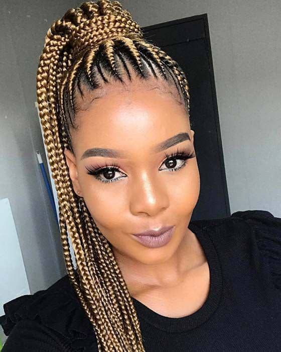 Two-Tone Braided Ponytail With Cornrows — Ponytail Hairstyles 2027 with Braids