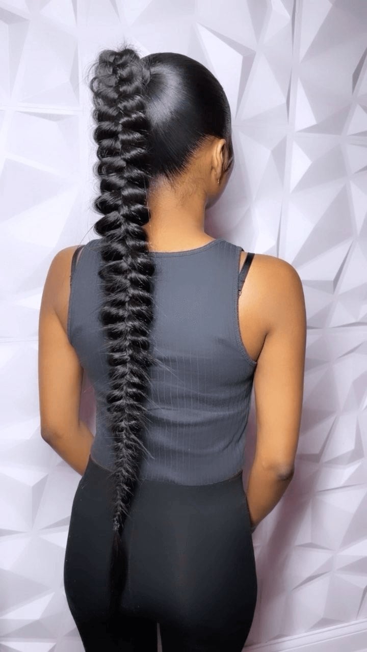 High Ponytail With Long Fishtail Braid, Mid-Back — Ponytail Hairstyles 2027 with Braids