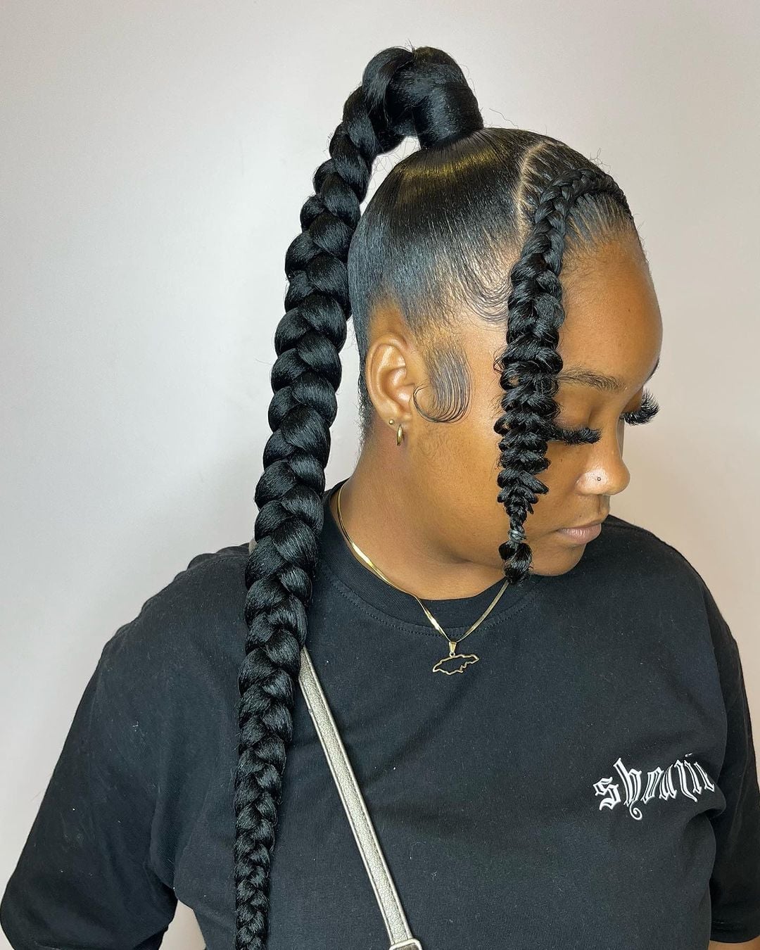High Ponytail With Large Braided Sections — Ponytail Hairstyles 2027 with Braids