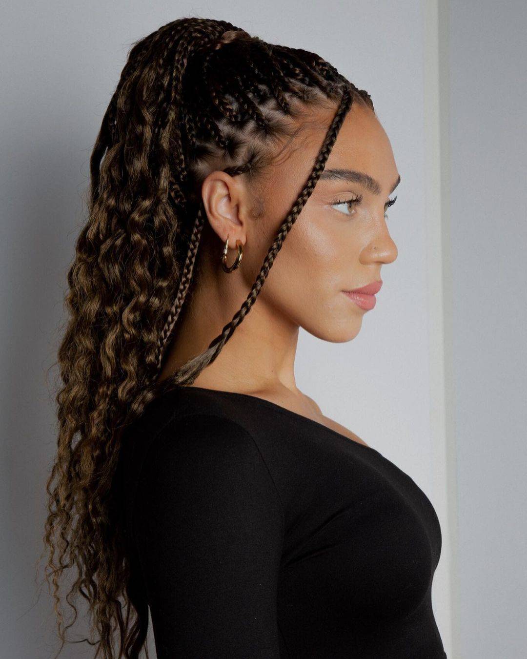 High Ponytail With Mixed Braids and Wavy Ends — Ponytail Hairstyles 2027 with Braids