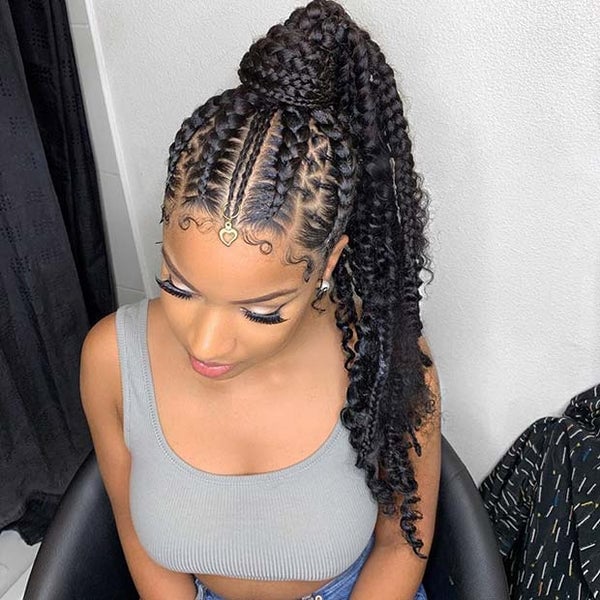 Braided Ponytail With Loose Curls and Heart Charm — Ponytail Hairstyles 2027 with Braids