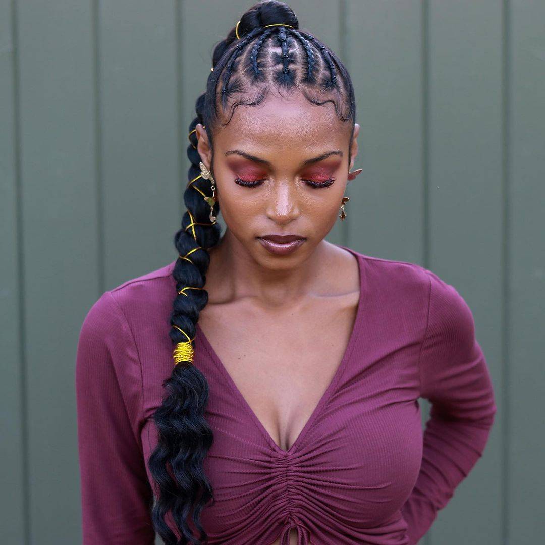 High Ponytail With Braided Sections and Gold Wire — Ponytail Hairstyles 2027 with Braids