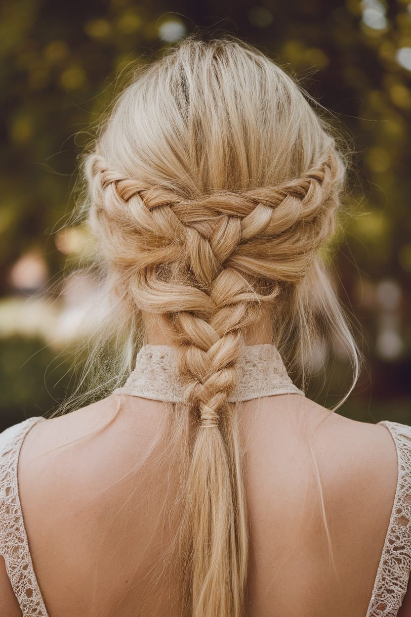 Intricate Braided Updo With Crown Intricate Braided Updo With Crown — Prom Hair 2027 for Halter Dress