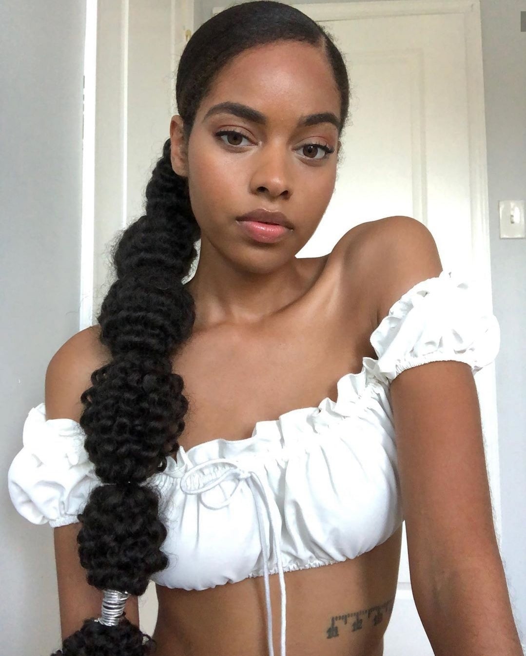 Black Bubble Braid Ponytail With Rings Black Bubble Braid Ponytail With Rings — Puff Ponytail 2027