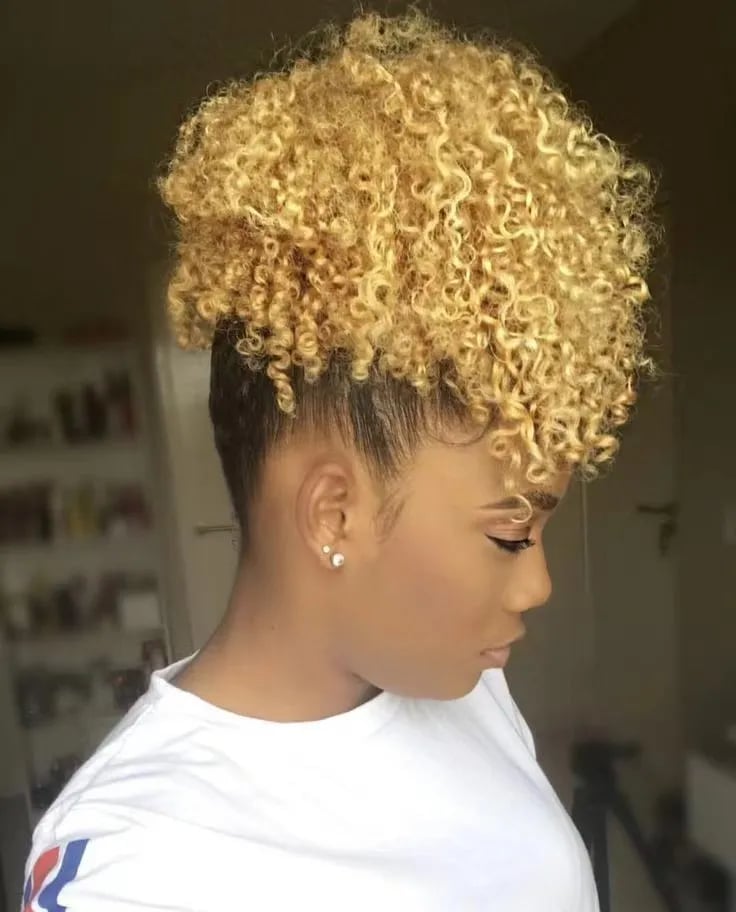Blonde Curly Ponytail With Afro Puff Blonde Curly Ponytail With Afro Puff — Puff Ponytail 2027
