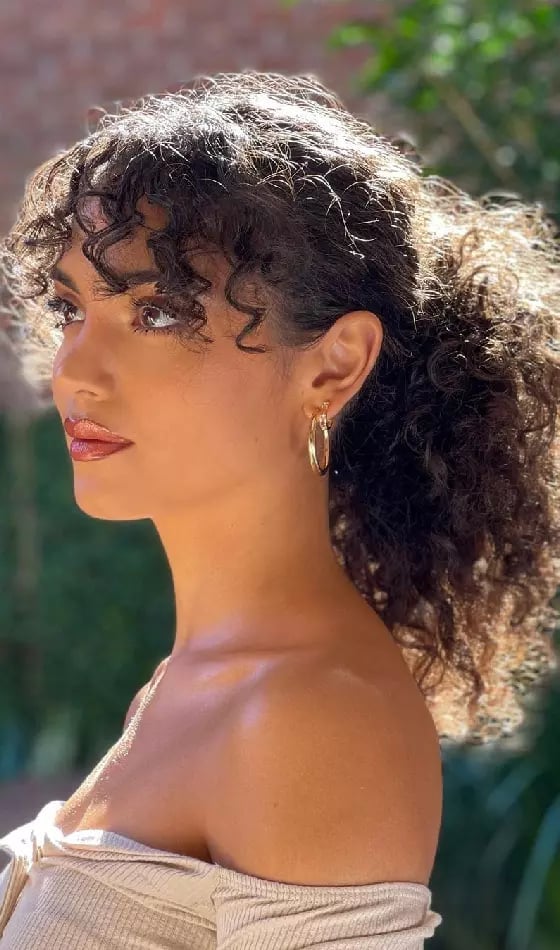 Dark Brown Ponytail With Face-Framing Curls Dark Brown Ponytail With Face-Framing Curls — Puff Ponytail 2027