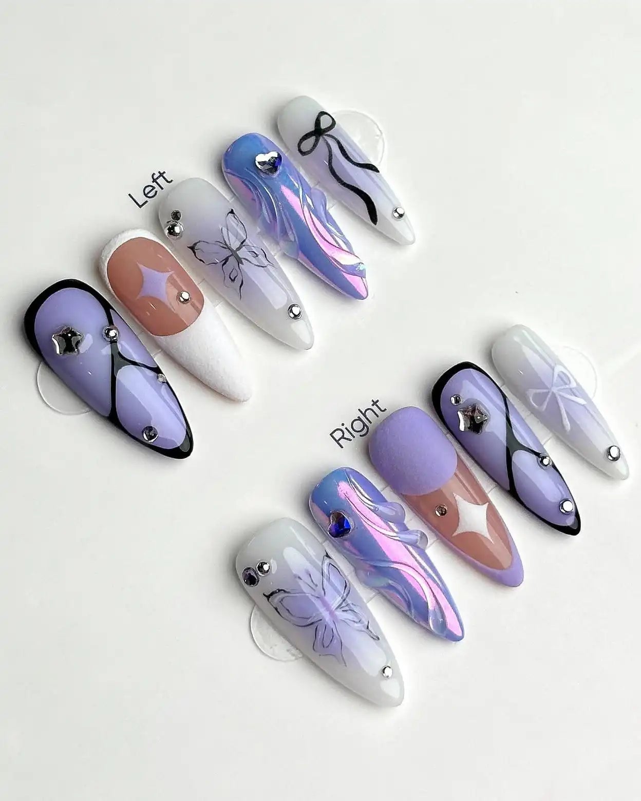 Lavender Stiletto Nails with Butterfly Bow Lavender Stiletto Nails with Butterfly Bow — Purple Bow Nails 2027