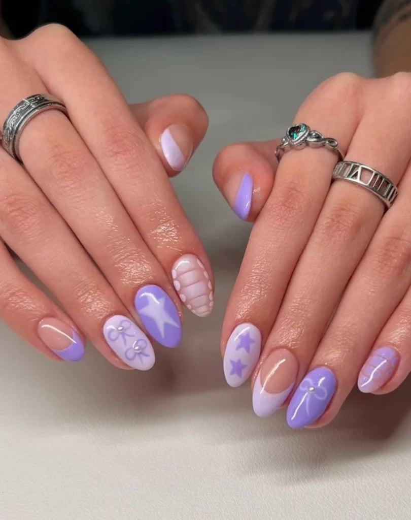 Almond Nails with Lavender French Tips Almond Nails with Lavender French Tips — Purple Bow Nails 2027