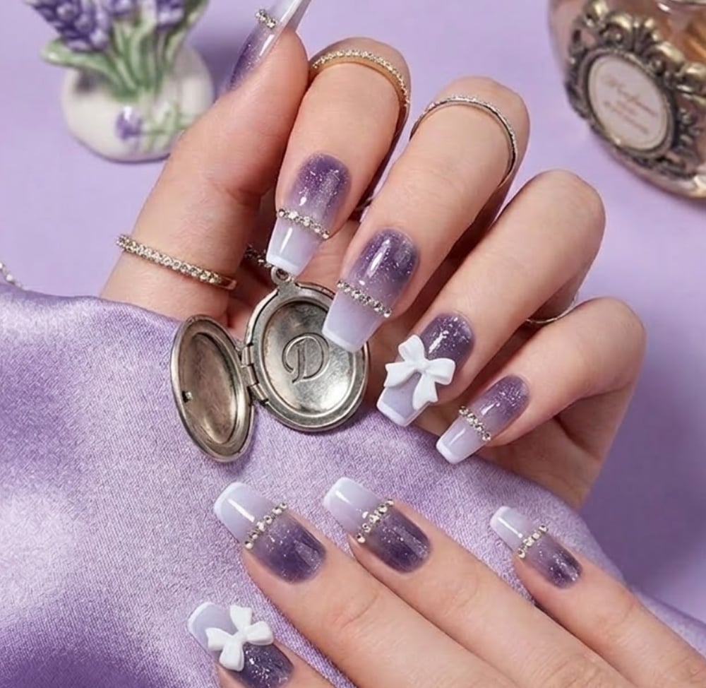 Deep Purple Glitter Gradient Square Nails Deep Purple Glitter Gradient Square Nails — Purple Bow Nails 2027