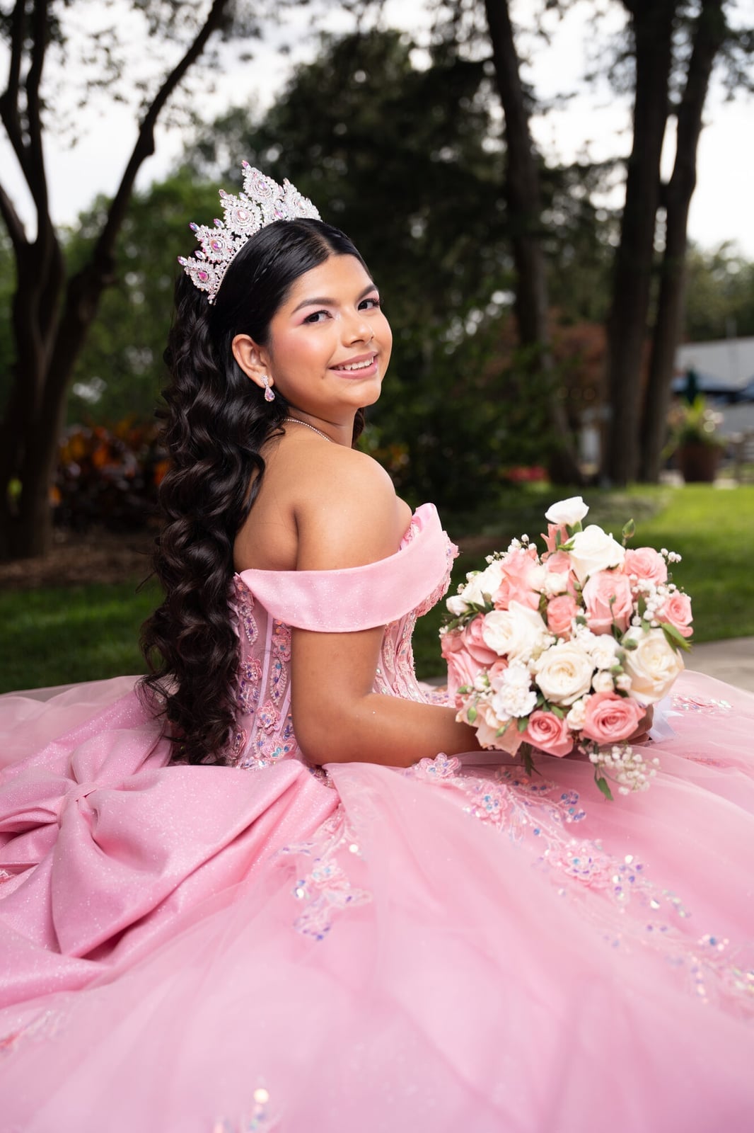 Dark Brown Half-Up Soft Waves Side Bangs Dark Brown Half-Up Soft Waves Side Bangs — Quick Quinceanera Hairstyles 2027